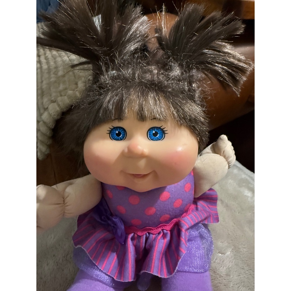 Cabbage Patch Kids Doll 2014 JAKKS Pacific Purple Polka Dot Dress Blue Eyes